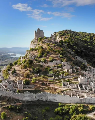 Aerial view of the Crussol castle