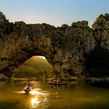 Canoe under the Pont d'Arc
