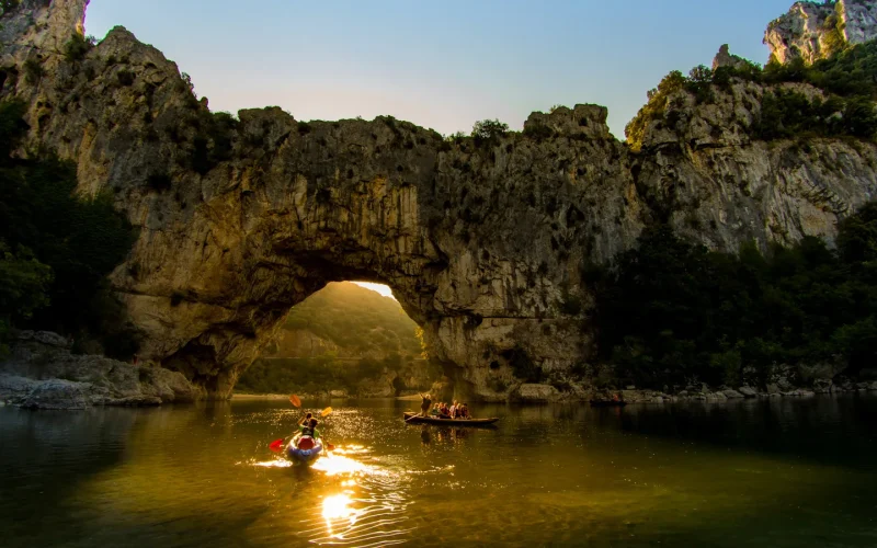 Canoe under the Pont d'Arc