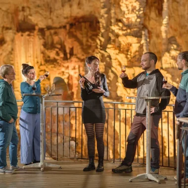Underground wine tasting, at the Aven d'Organc 