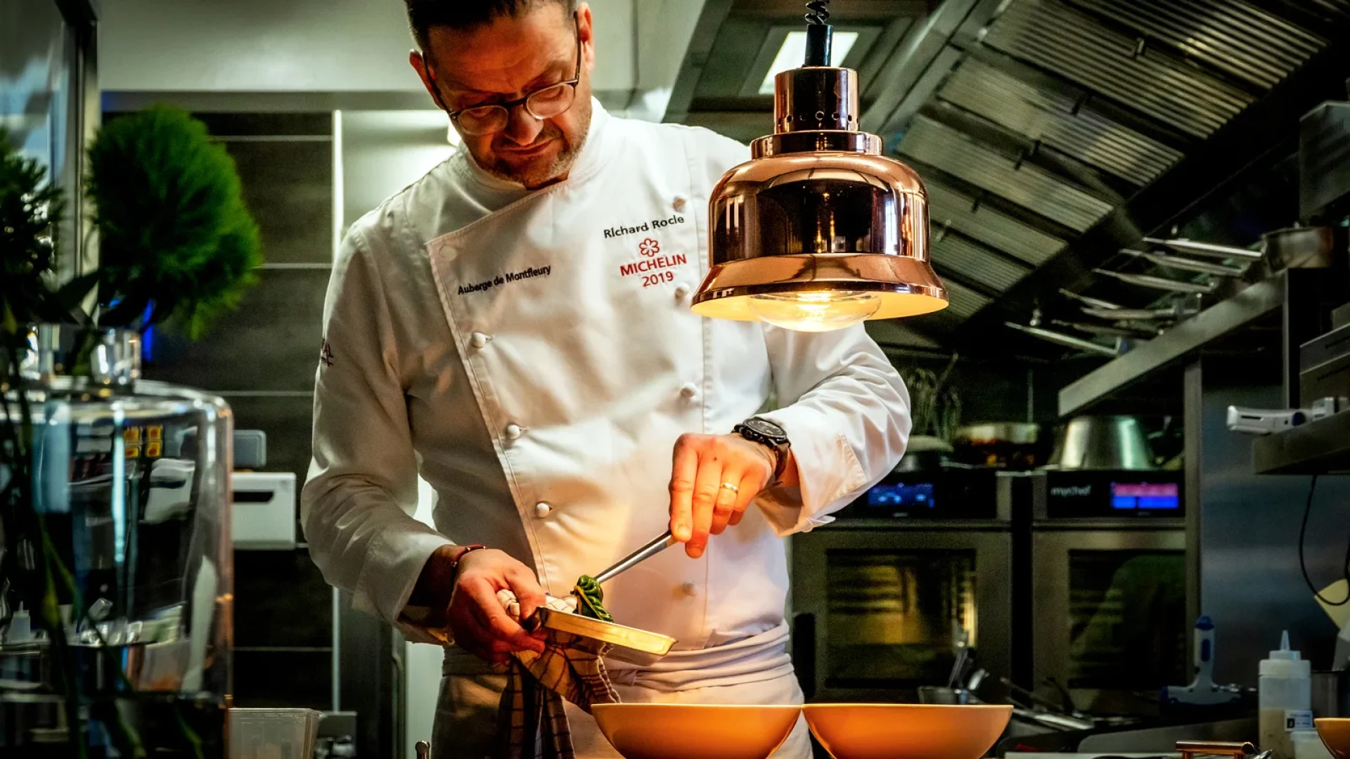 Richard Rocles, Michelin star chef, from the “Auberge de Montfleury”, a “Toqués d’Ardèche” and "Goûtez l'Ardèche" restaurant, cooking