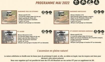 Ardèche sport nature / Teddy Bertrand - Programme mai