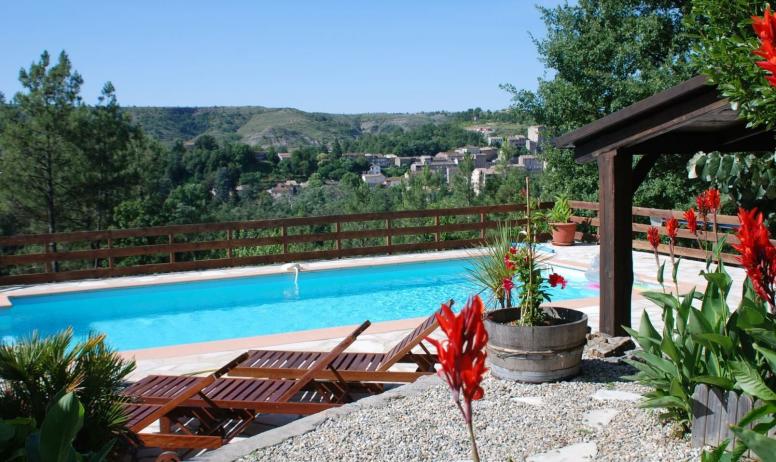 Gîtes de France - La piscine avec vue sur le joli village de joyeuse ....