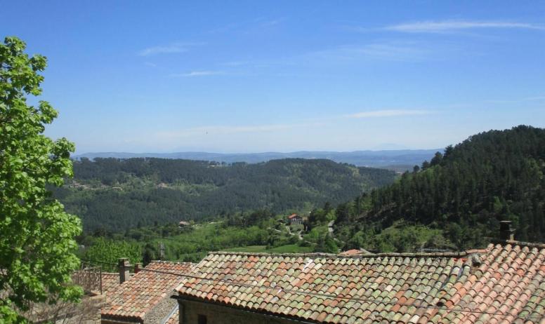 Gîtes de France - Vue de la terrasse 2 sur les collines environnantes, le Mont Ventoux et les alpes de Haute Provence  