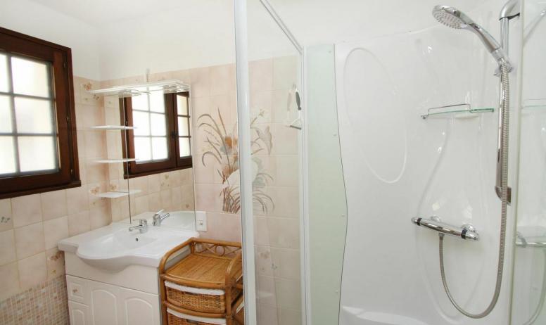 Gîtes de France - Salle de bain : douche, sèche cheveux fourni