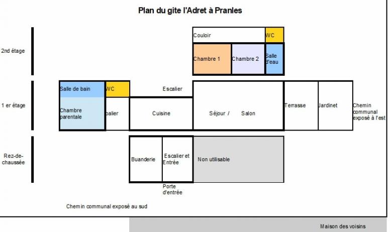 Gîtes de France - Plan intérieur de l'Adret à Pranles