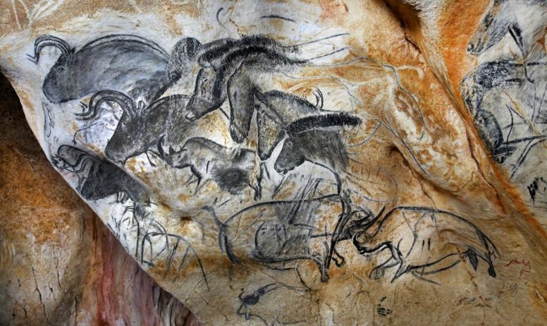 Patrick Aventurier - Grotte Chauvet 2 Ardèche - Le panneau des chevaux de la grotte Chauvet